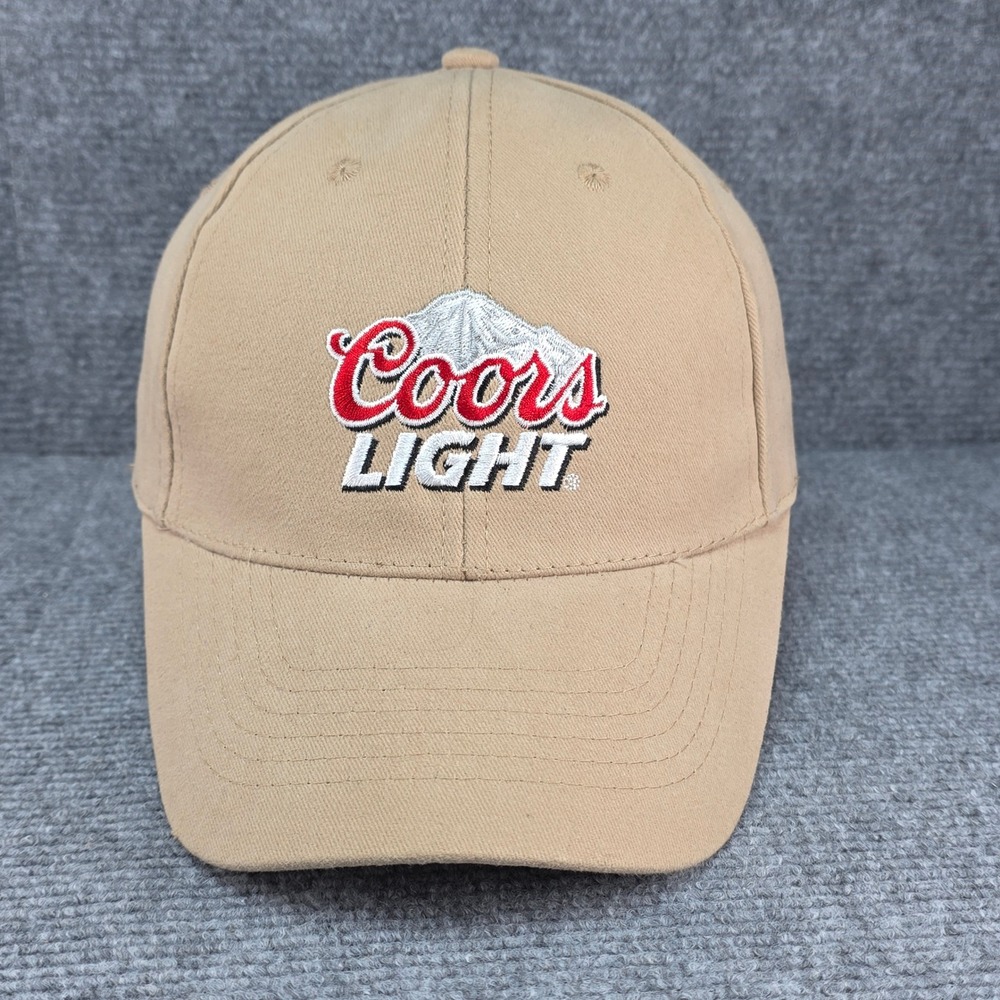 Coors‎ Light Hat Cap Mens Strapback Tan Beige Beer Alcohol Brewing Promo Outdoor